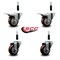 Service Caster 3'' Maroon Poly Swivel 7/8'' Expanding Stem Caster Set 2 Total Lock Brakes, 4PK SCC-EXTTL20S314-PPUB-MRN-2-S-2-78 - alternate 4